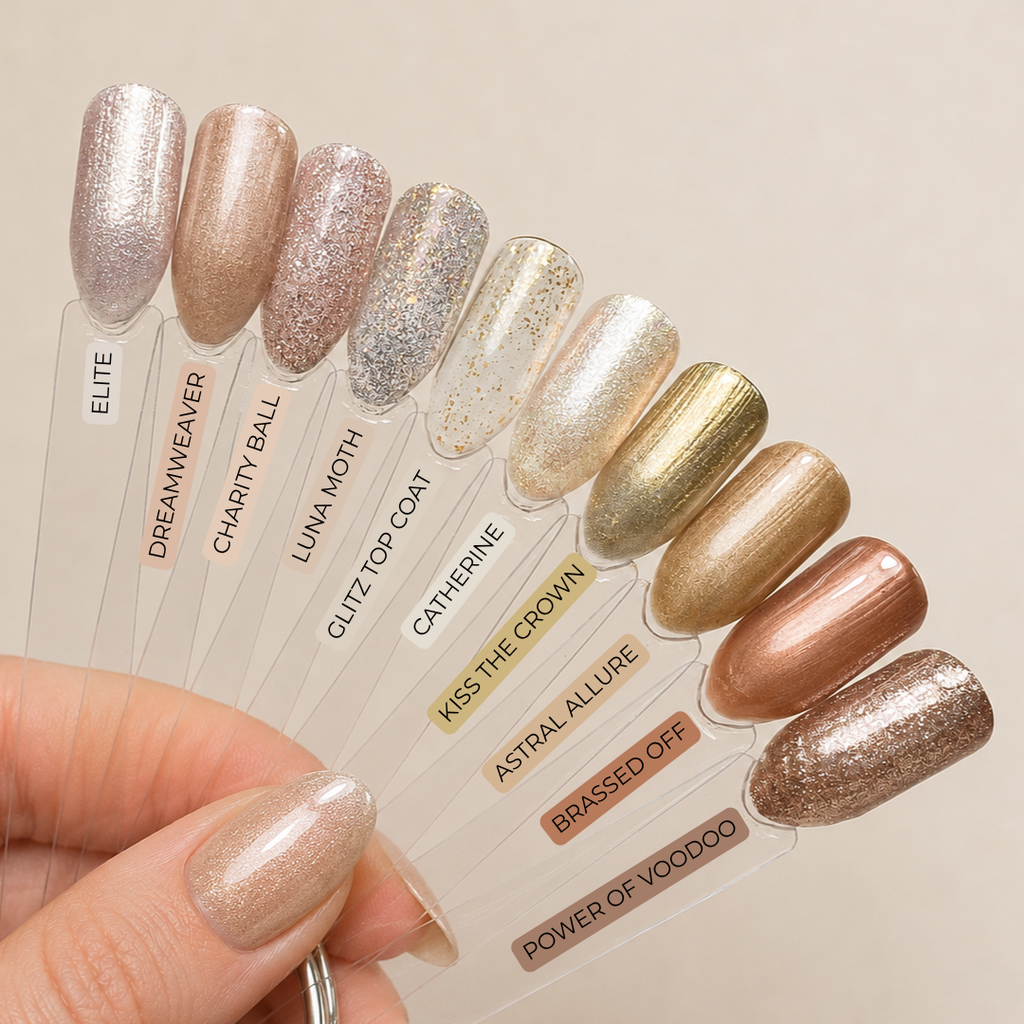 Glitz Gold Flake Hyperfocus Gel Top Coat